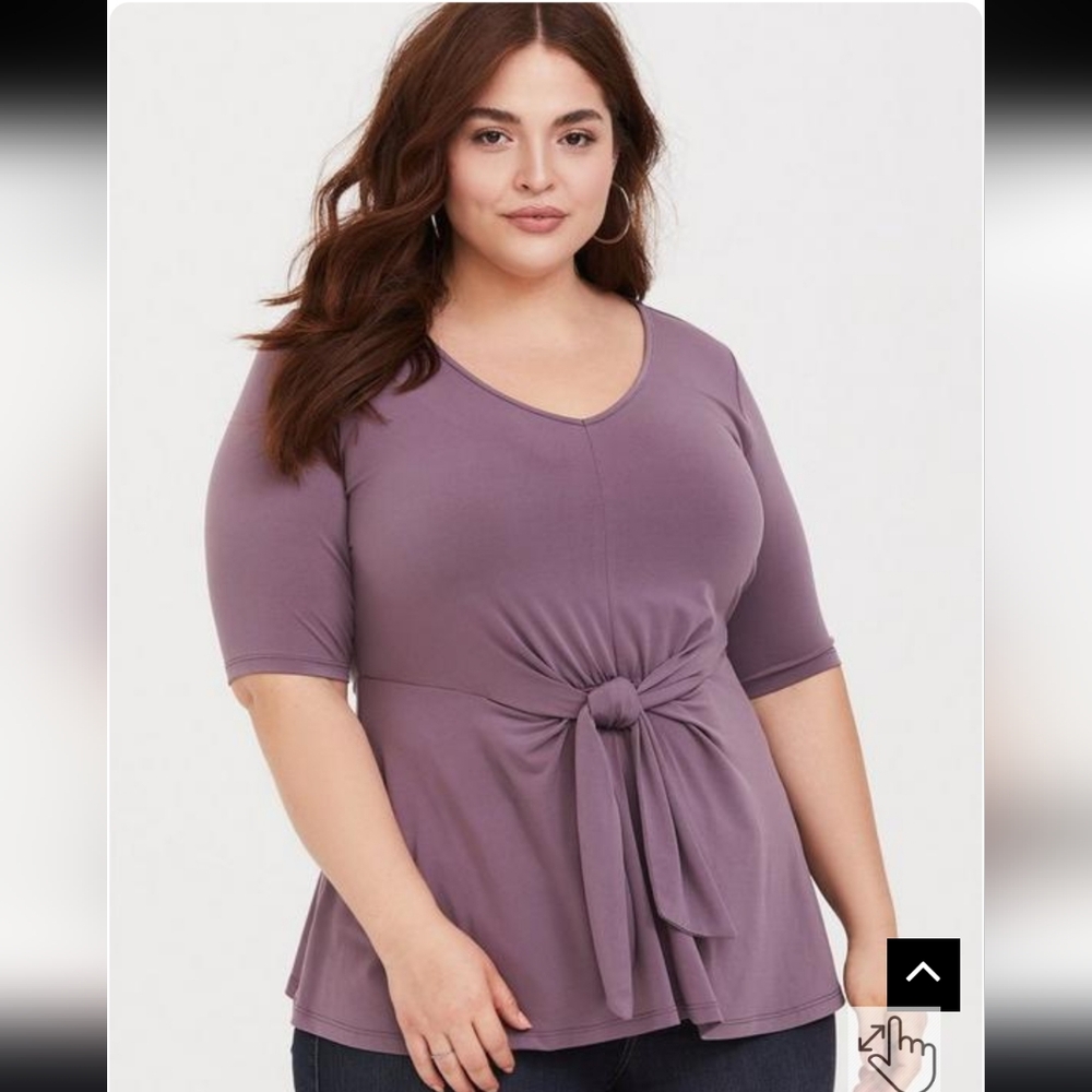 Torrid Mauve Purple Studio Knit Tie Front Top Size 2 EUC